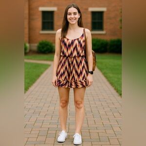 Wanderlux Womens Multicolored Crushed Spaghetti Strap Summer Dress Size‎ M NWOT